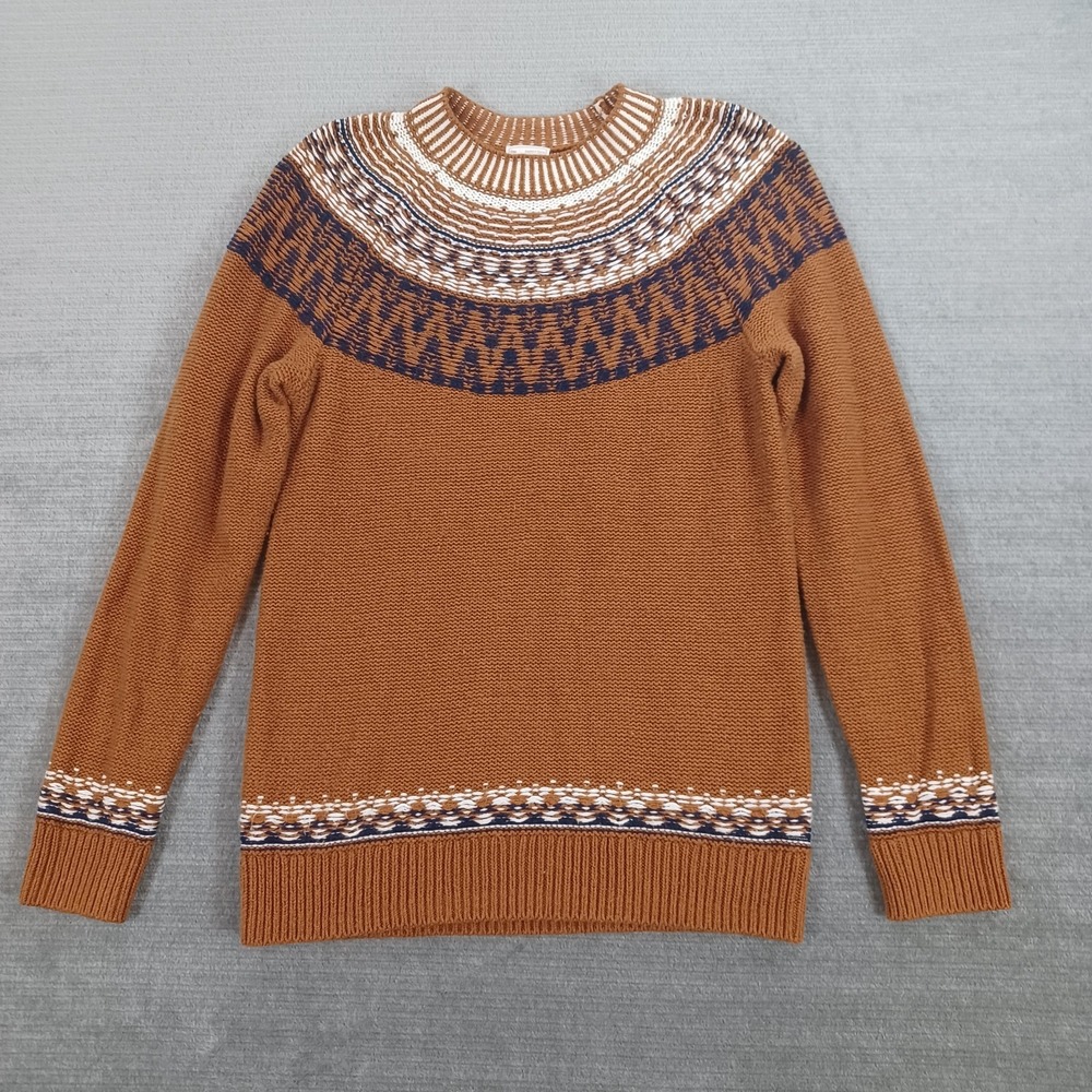 Gap Sweater Women L Tobacco Reverse Fair Isle Apres Ski Holiday Outdoor Hiking